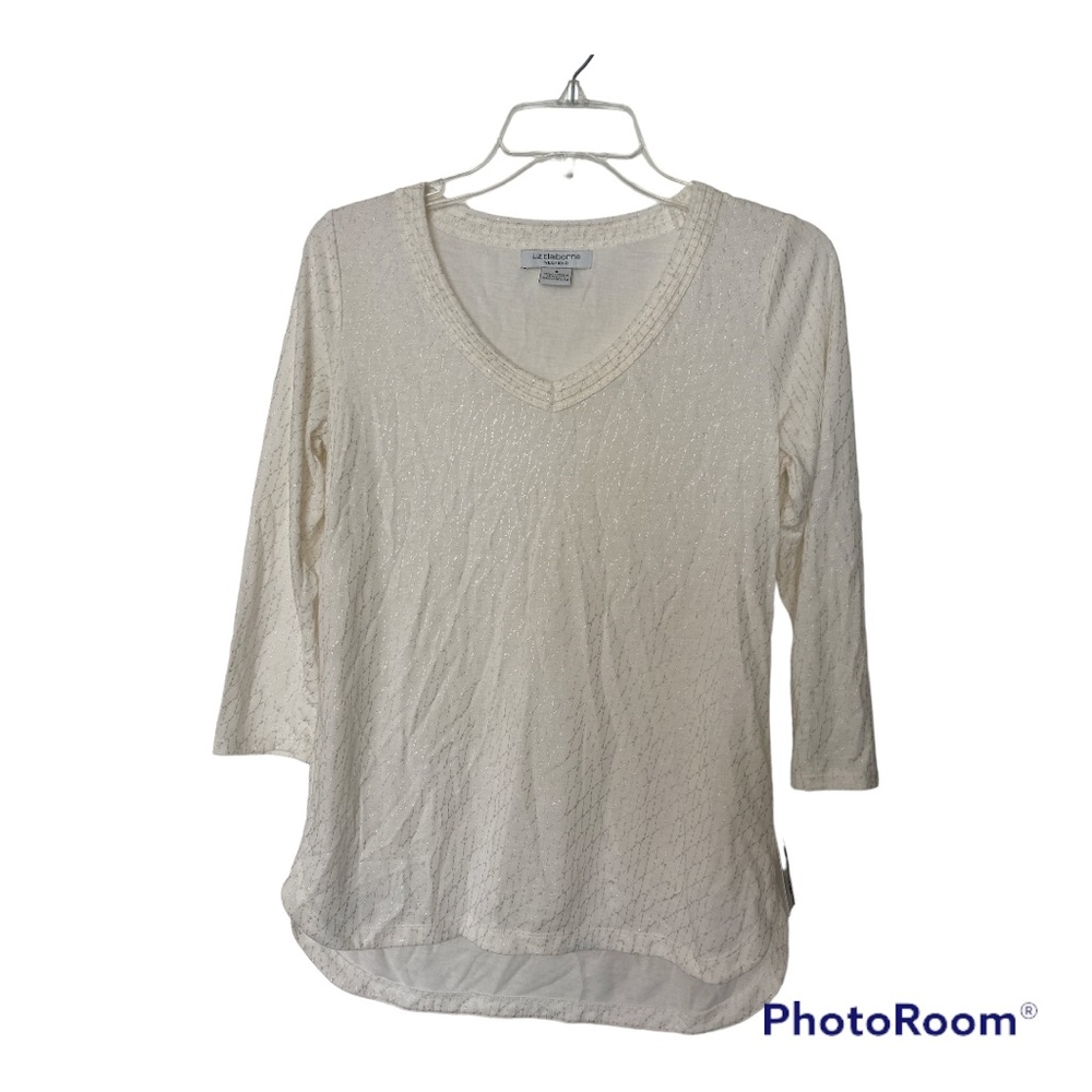 Beautiful Cream/Silver 3/4 sleeve Top